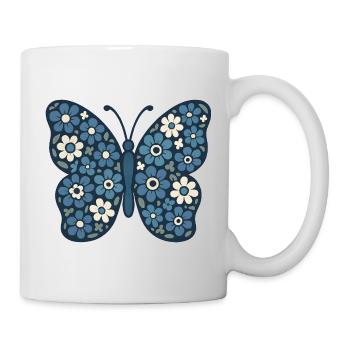 Fleurs Bleues Papillon Floral - Mug blanc - blanc - Droite