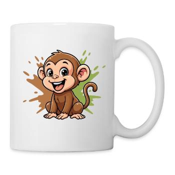 Cheerful Monkey Cartoon Paint Splash - Mug - white - Right