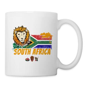 Souvenir du lion vintage sud-africain avec drapeau africain - Mug blanc - blanc - Droite