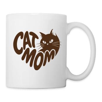 Cat Mom Katzenmama Retro-Typo - Tasse - Weiß - Rechts