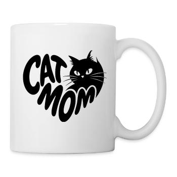 Cat Mom Herz mit schwarzer Katze - Tasse - Weiß - Rechts