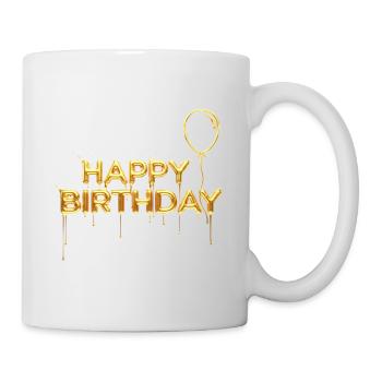 Happy Birthday Liquid Gold - Edler Geburtstag - Tasse - Weiß - Rechts