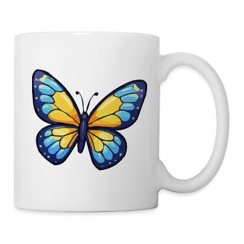Blue Yellow Butterfly - Mug - white - Right