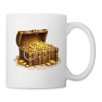 Treasure chest with gold coins illustration - Mug - white - Right