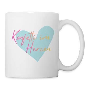 Konfetti im Herzen  - Tasse - Weiß - Rechts