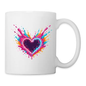 Bunte Herzspritzer Liebe - Tasse - Weiß - Rechts
