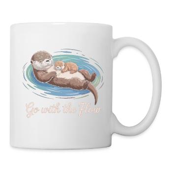 Otter-Duo geht mit dem Strom - Tasse - Weiß - Rechts