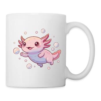 Dessin animé câlin de l’Axolotl à Bulle - Mug blanc - blanc - Droite
