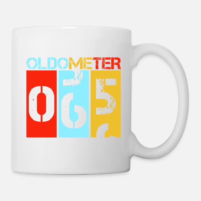 Art rétro du compteur de vitesse pour le 65e anniversaire d’Oldometer - Mug blanc - blanc