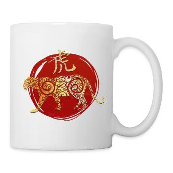 Tiger Chinesisches Tierkreiszeichen Horoskop - Tasse - Weiß - Rechts