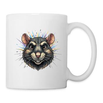 Colorful rat head with color eruption - Mug - white - Right