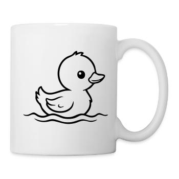 Baby Duck Schwimmen – Schwarz & Weiß - Tasse - Weiß - Rechts