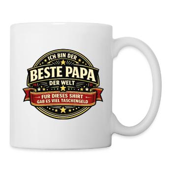 Bester Papa der Welt mit Taschengeld Spruch - Tasse - Weiß - Rechts