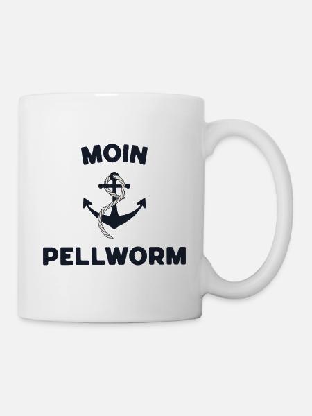 Moin Pellworm – Maritimes Anker-Design - Tasse - Weiß