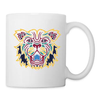 Bunter Tiger Blick Emblem - Tasse - Weiß - Rechts