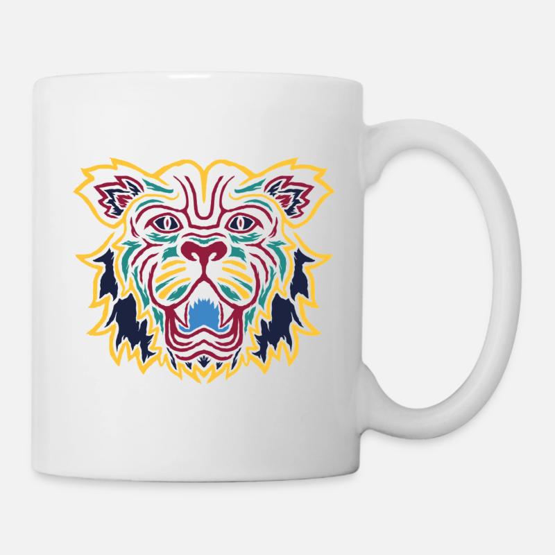 Emblème coloré de l’œil de tigre - Mug blanc - blanc