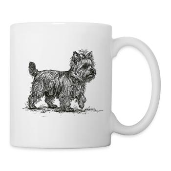 Yorkshire Terrier Sketch – Hund Design - Tasse - Weiß - Rechts