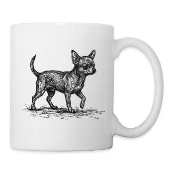 Chihuahua Sketch – Minimalistisches Hund Design - Tasse - Weiß - Rechts