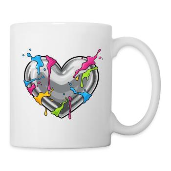 Metal heart with color shower - Mug - white - Right