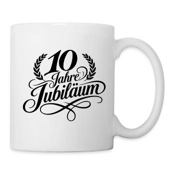 10 Jahre Jubiläum Lorbeer Schwarz - Tasse - Weiß - Rechts