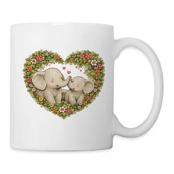 Floral Heart Elephants Kiss - Mug - white - Right