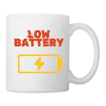 Low Battery Mood Funny Lazy Energy Shirt - Mug - white - Right