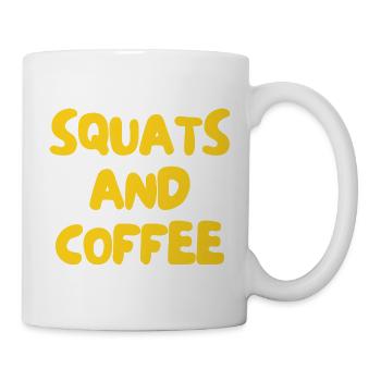 Kniebeugen und Kaffee - Tasse - Weiß - Rechts