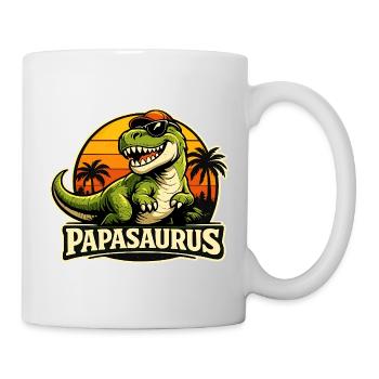 Déclaration sur Papasaurus Retro Dino pour la fête des pères - Mug blanc - blanc - Droite