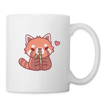 Cute Red Panda Loves Bamboo - Mug - white - Right