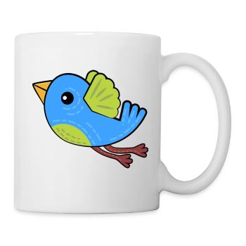Kleiner Blauer Vogel - Tasse - Weiß - Rechts