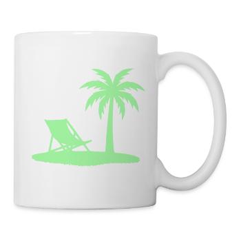 Palme Liegestuhl Strand Vektor - Tasse - Weiß - Rechts