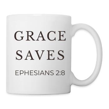 ARRÊTS GRACE | Éphésiens 2 verset 8 | Christian - Mug blanc - blanc - Droite