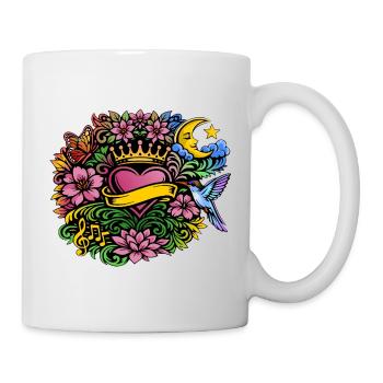 Heart Crown Floral Hummingbird Design - Mug - white - Right