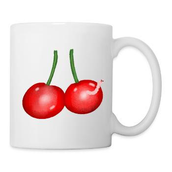 Cherries Cartoon Worm Fruit Cherry - Mug - white - Right