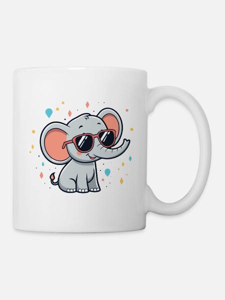 Schimmernde Elefanten-Sonnenbrille - Tasse - Weiß