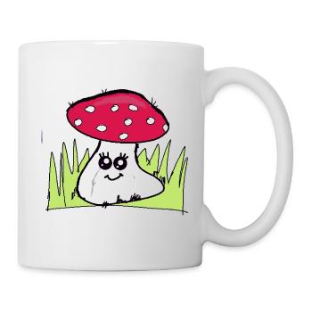 Winking mushroom with red hat - Mug - white - Right