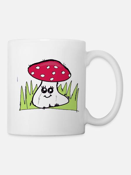 Zwinkernder Pilz mit rotem Hut - Tasse - Weiß
