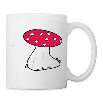 Red Toadstool Cartoon Pattern - Mug - white - Right
