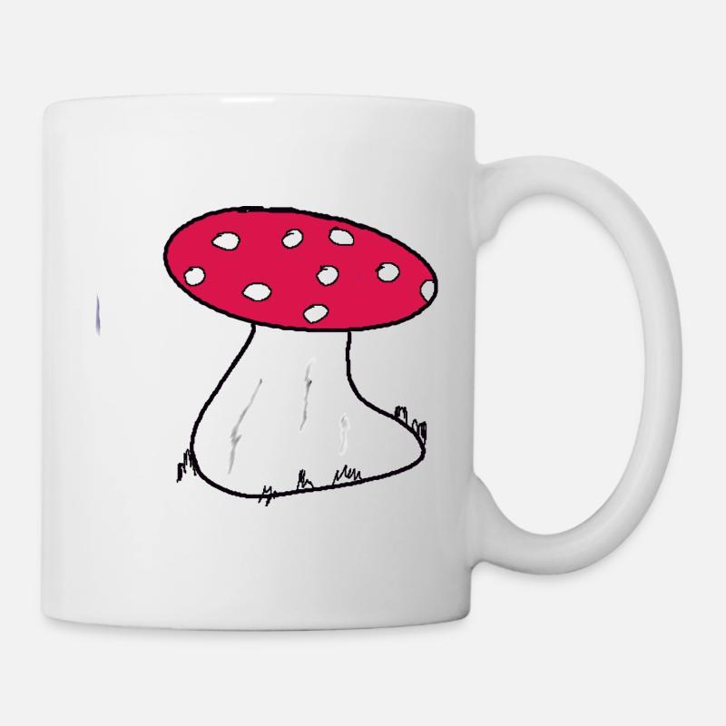 Red Toadstool Cartoon Pattern - Mug - white