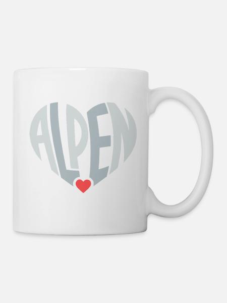 Alpen Herz Typografie - Tasse - Weiß