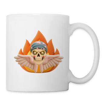 Skull with wings in fire t-shirt design. - Mug - white - Right