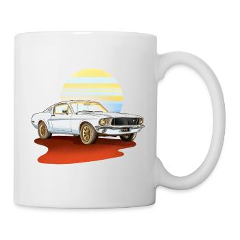 Retro weißes Auto – klassischer Vintage - Tasse - Weiß - Rechts