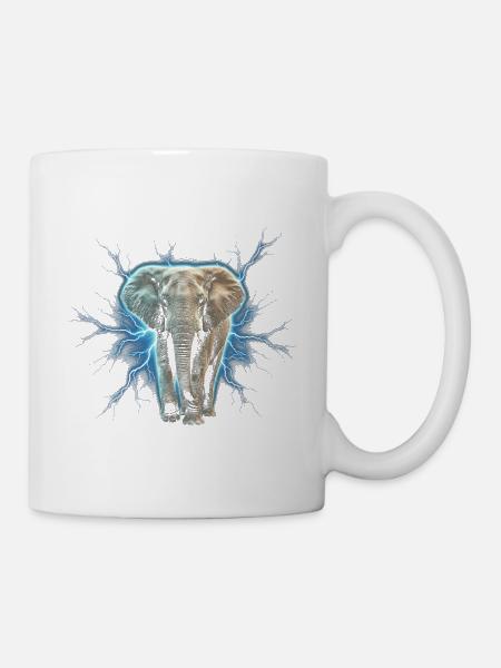 Blitzelefant mit elektrischer Aura - Tasse - Weiß