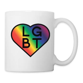 LGBT Rainbow Heart Pride Design - Tasse - Weiß - Rechts