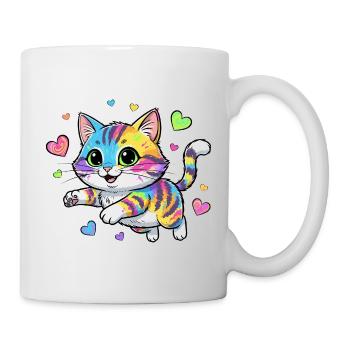Rainbow Cat with Hearts - Mug - white - Right