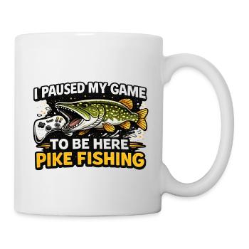 Ich habe mein Spiel wegen Hechtangeln pausiert – lustig - Tasse - Weiß - Rechts