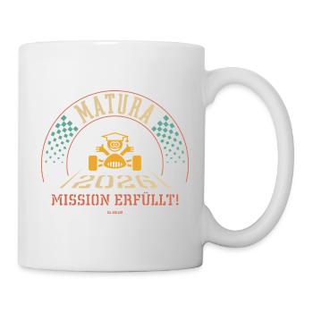 Matura 2026 – Mission Erfüllt (Zieleinfahrt / 4C) - Tasse - Weiß - Rechts