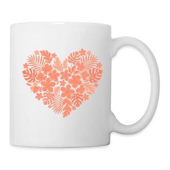 Tropisches Blütenherz-Design - Tasse - Weiß - Rechts