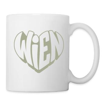 Wien Herz Logo im Vintage-Look - Tasse - Weiß - Rechts