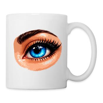 Blue Eye Illustration Pop Art Aura - Tasse - Weiß - Rechts